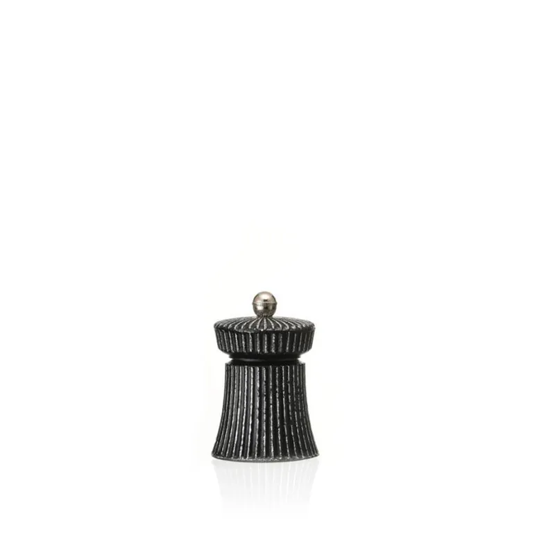 Zoutmolen met roestvrijstalen maalwerk IRON CRUSH, hoogte 9,5 cm, zwart/wit, gietijzer Seizoensaanbieding