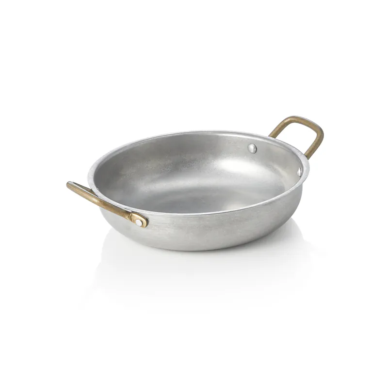 Merkproduct Serveerpanne STEEL & STYLE VINTAGE, met 2 messinggrepen, Ø 20 cm, 0,8 liter, roestvast staal
