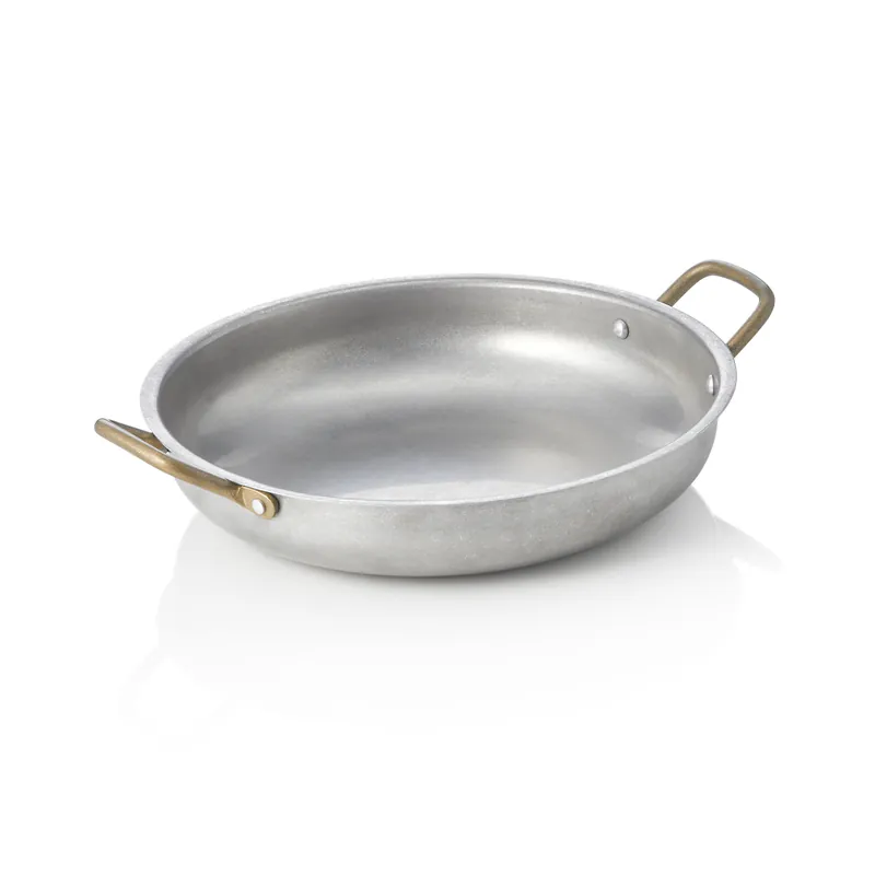 Populair Serveerpan STEEL & STYLE VINTAGE, met 2 messinggrepen, Ø 23 cm, 1 liter, roestvrij staal