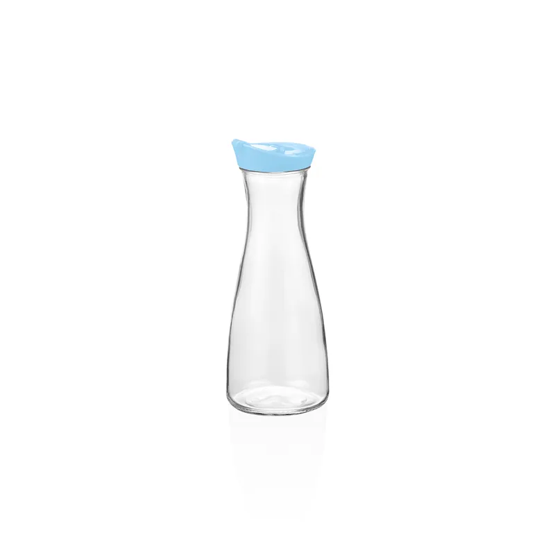 Gecertificeerd karaf met blauwe deksel, 1,0 l, Ø 10 cm, kunststof, glas