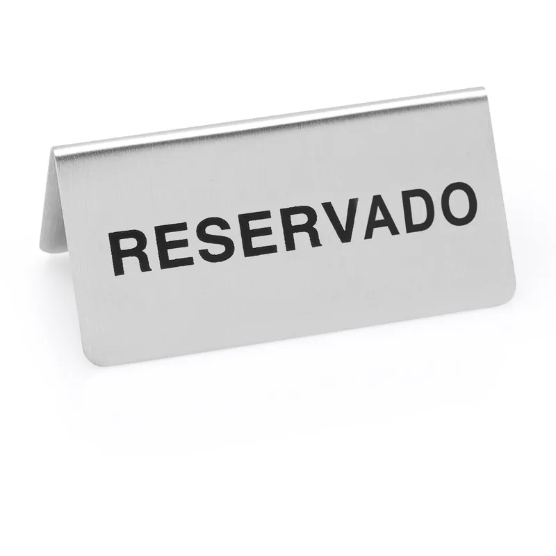 Aanduidingsbord "Gereserveerd" Set, 10 x 5 x 5 cm, Set van 12 stuks, chroom-nikkelstaal Speciale Aanbieding