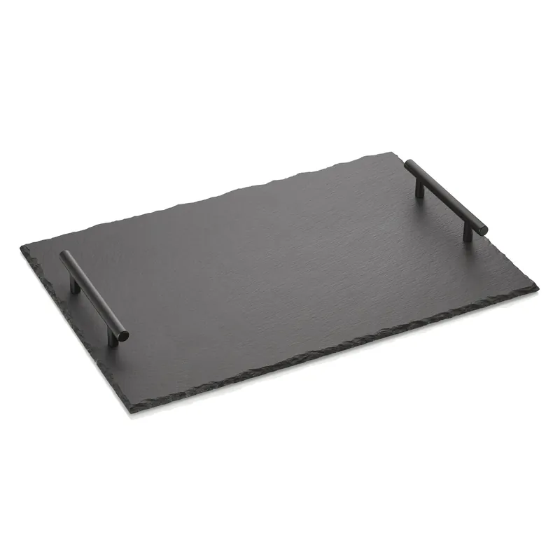 Natuurlijke leisteenplaat met handgrepen SLATE LINE, 45 x 30 cm, natuurlijke leisteen Snelle Levering