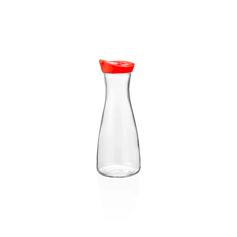 karaffe met rode deksel, 1,0 ltr., Ø 10 cm, kunststof, glas Uitverkoop