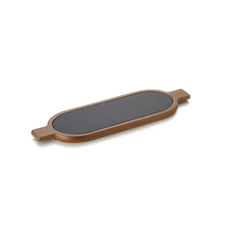 Goedkoop Serveerplank SLATE & SERVE, 40 x 12 x 1,5 cm, acaciahout, natuurleisteen