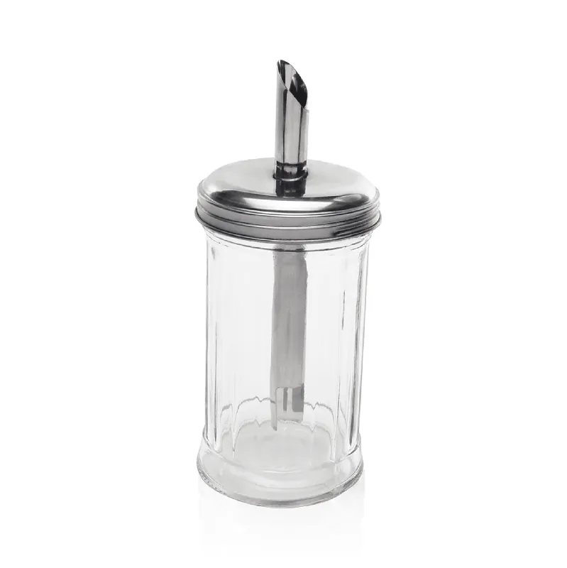 Direct Verzonden Suikerdispenser-set, 300 ml, Ø 70 cm, set van 6 stuks, roestvrij staal, glas