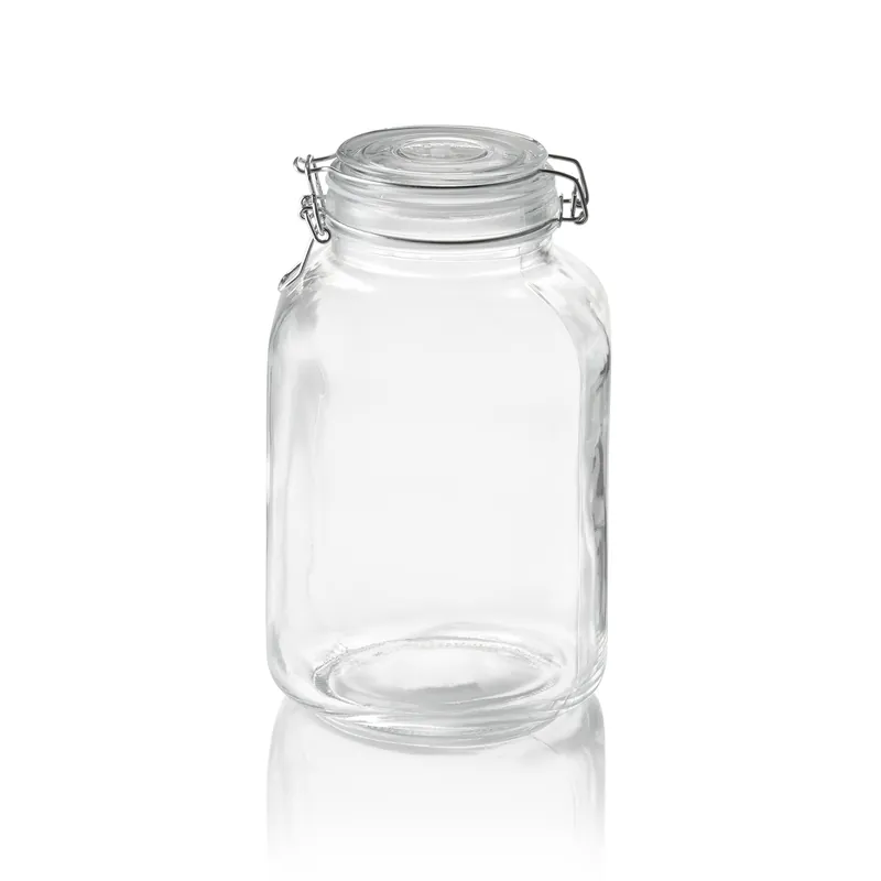 Glazen voorraadpot XL, 3 liter, Ø 9 cm, hoogte 24 cm, glas, roestvrij staal, siliconen Korting