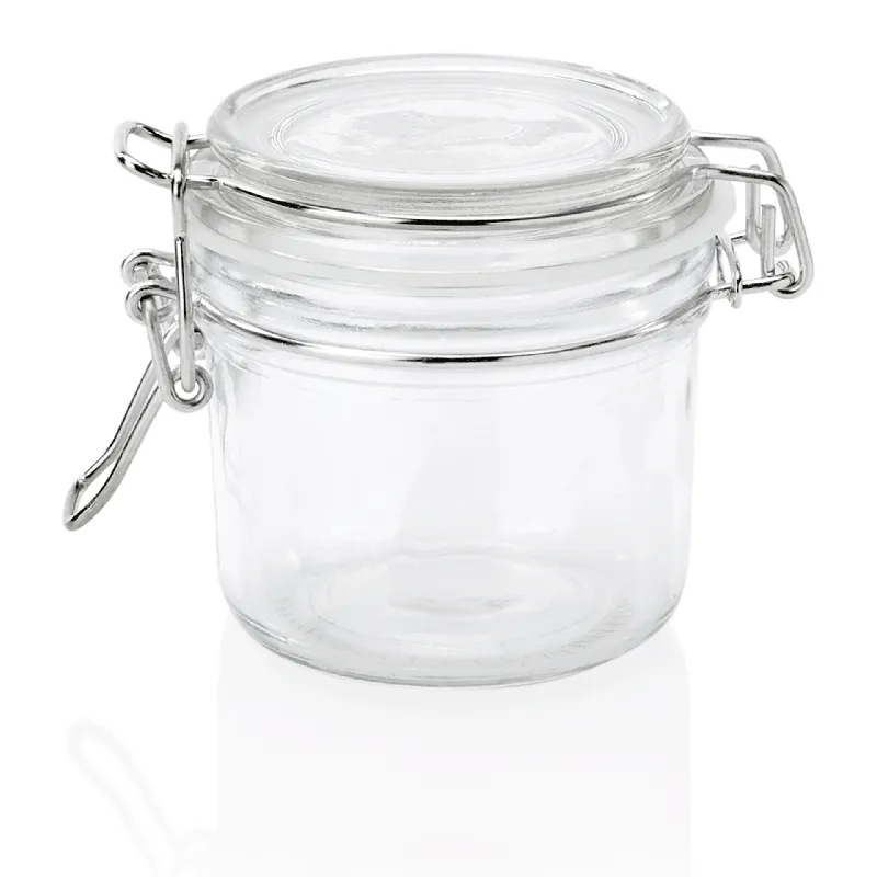 Premium Beugelpotten-set, 0,2 liter, Ø 8,5 cm, hoogte 8,5 cm, set van 3 stuks, glas, roestvrij staal