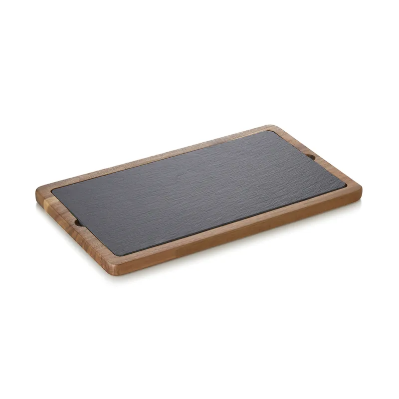 Serveerplank SLATE & SERVE, 35 x 20 x 1,5 cm, acaciahout, natuurlijke leisteen Laatste Kans