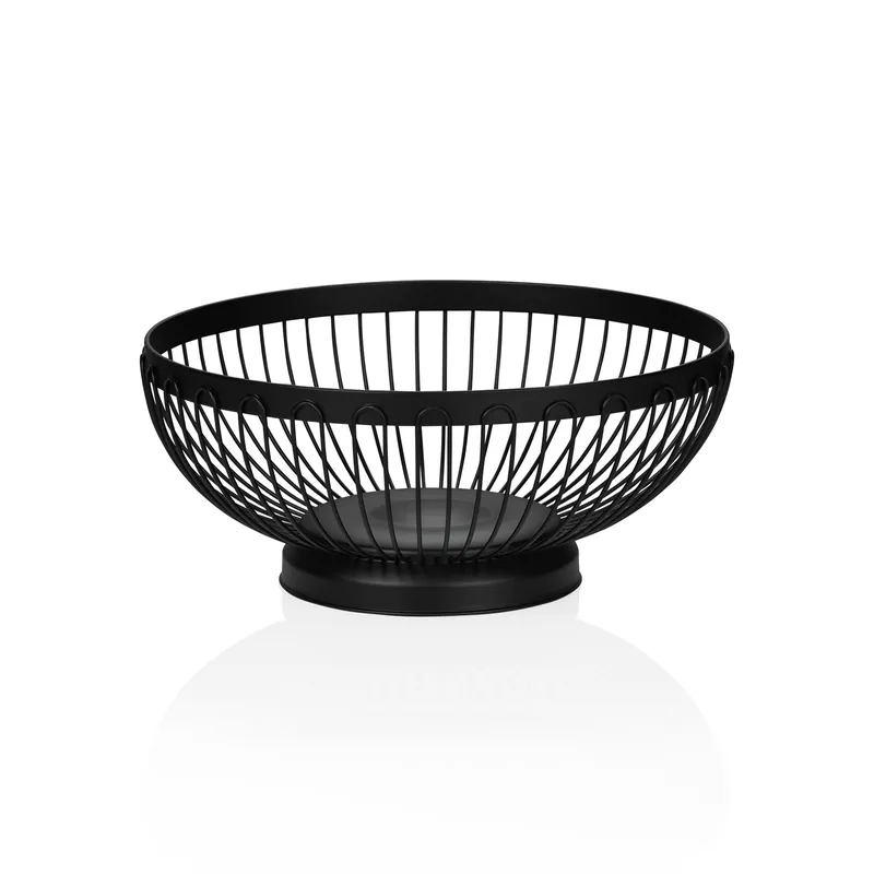 Tijdelijk Beschikbaar Tafelkorf, Ø 21 cm, hoogte 9 cm, zwart gepoedercoat, chroom-nikkelstaal