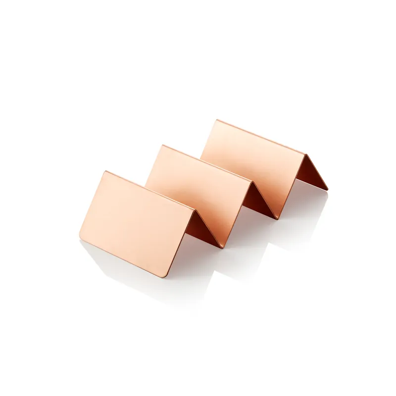 Laatste Versie Snackpresentator met 2 schappen, 21 x 10 x 5 cm, koperkleurig, roestvrij staal