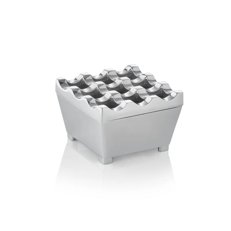 Windvaste asbak, 7,5 x 7,5 x 4,5 cm, verchroomd, zinkgiet Dagaanbieding
