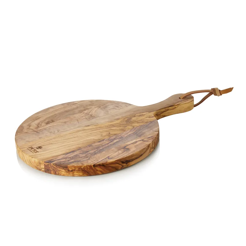 Serveerplank PURE OLIVE, met handvat, Ø 25 cm, olijfhout Korting