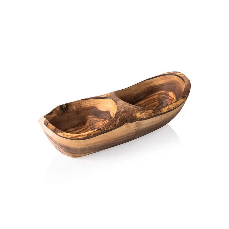 Schaal Double PURE OLIVE, 25 x 11 x 3,5 cm, olijfhout Speciale Aanbieding