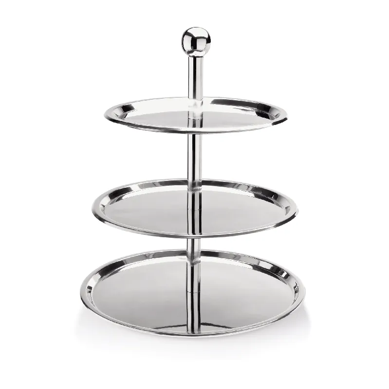 etagère, drie-laags, 46 cm, chroom-nikkelstaal Direct Verzonden