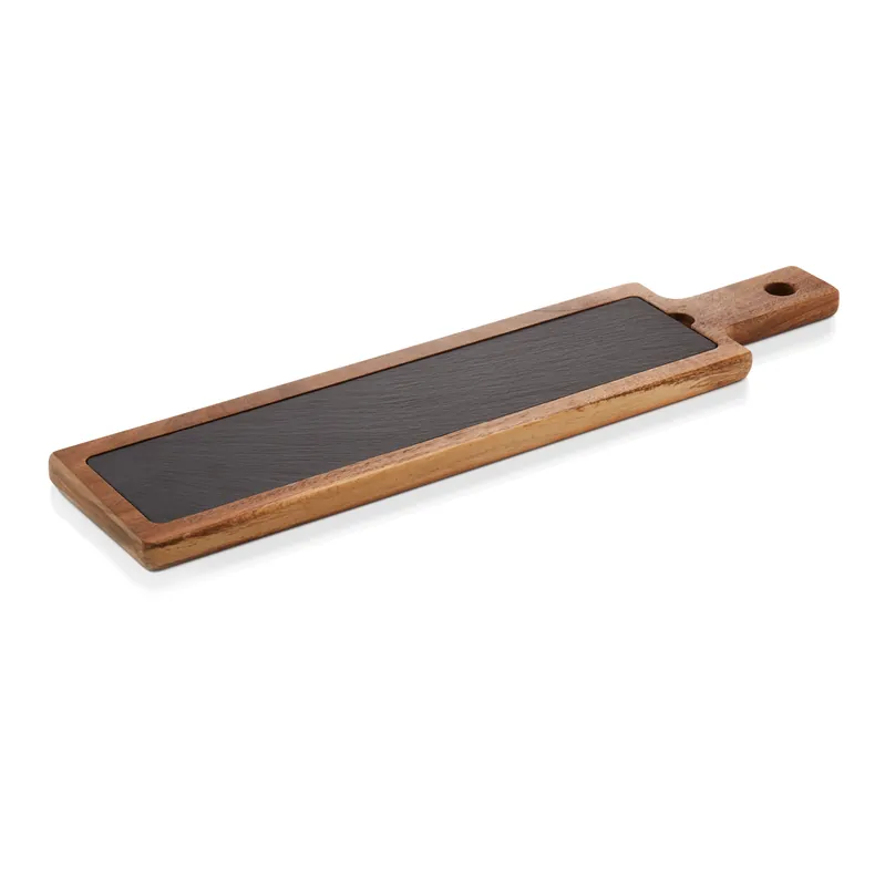 serveerplank SLATE & SERVE, 53 x 12,5 x 1,5 cm, acaciahout, leisteen Speciale Aanbieding