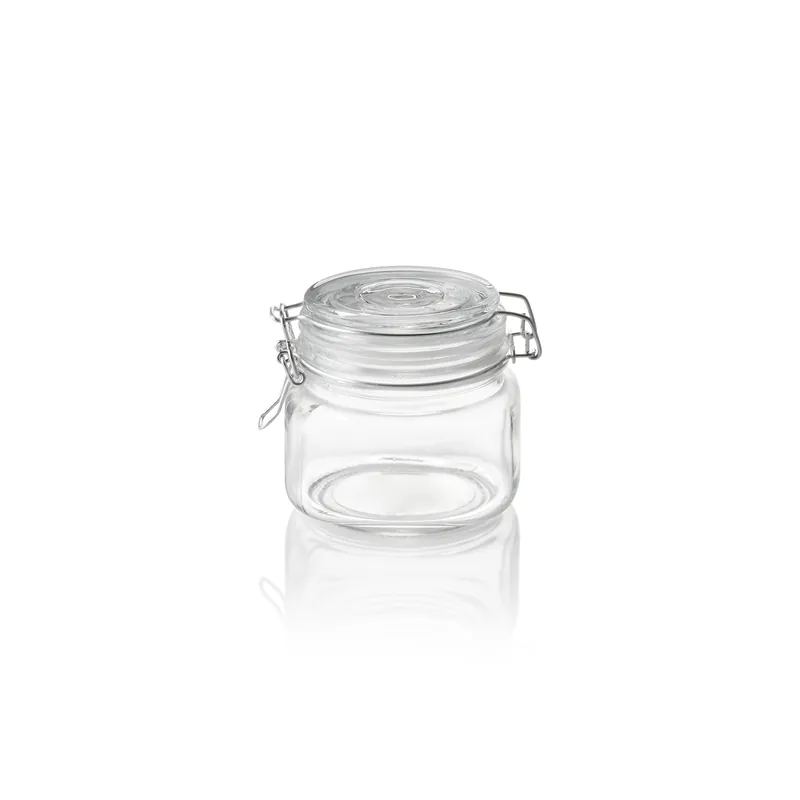 voorraadpot, 0,5 l, Ø 9 cm, hoogte 10 cm, glas, roestvrij staal, silicone Speciale Aanbieding