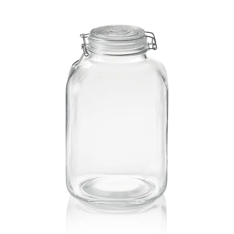 Bewaarpot XL, 5 liter, Ø 9 cm, Hoogte 28,5 cm, glas, roestvrij staal, siliconen Populair