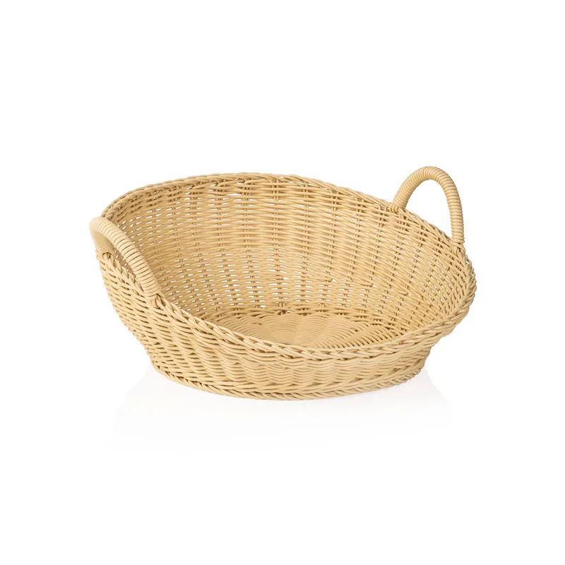Betrouwbaar Brooddisplay met handvat WEAVER PRO-systeemmanden, Ø 46 cm, hoogte 18,5/7,5 cm, lichtbeige, polypropyleen