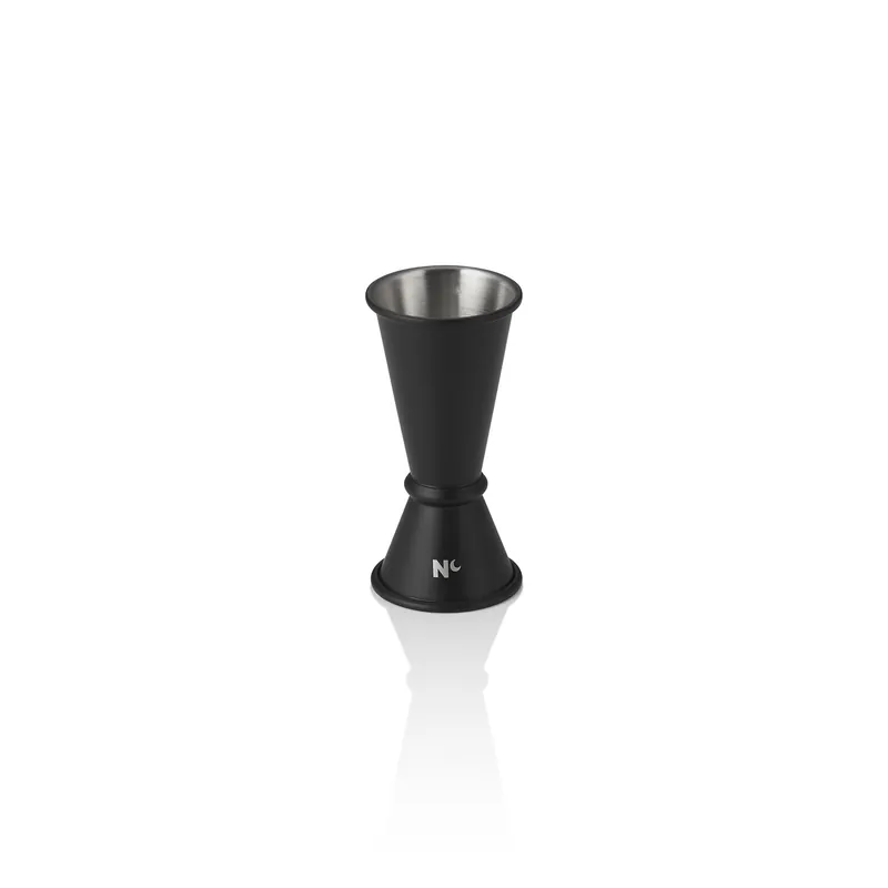 Populair Jigger Japanse stijl NOCTURN, 2/4 cl, Ø 4,5 cm, Hoogte 9 cm, zwart mat, chroom-nikkelstaal 18/8