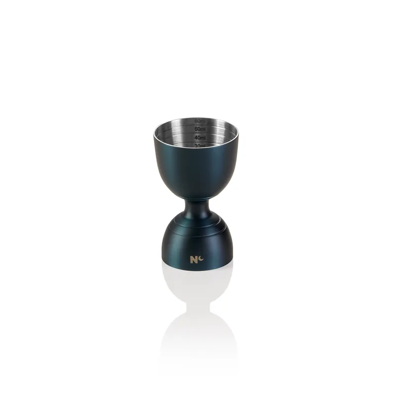 Jigger Rim Bell NOCTURN, Ø 5 cm, hoogte 8 cm, mat blauw, chroom-nikkelstaal 18/8 Bestseller