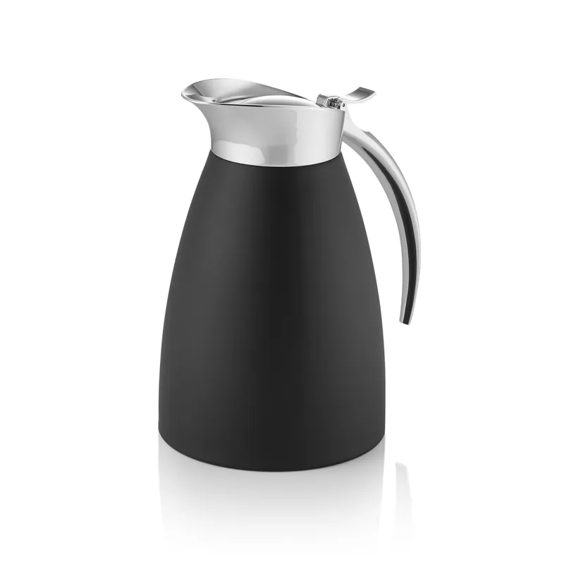 Thermoskanne, 1 liter, Ø 12,5 cm, hoogte 20,5 cm, zwart, chroom-nikkelstaal 18/8 Beperkte Voorraad