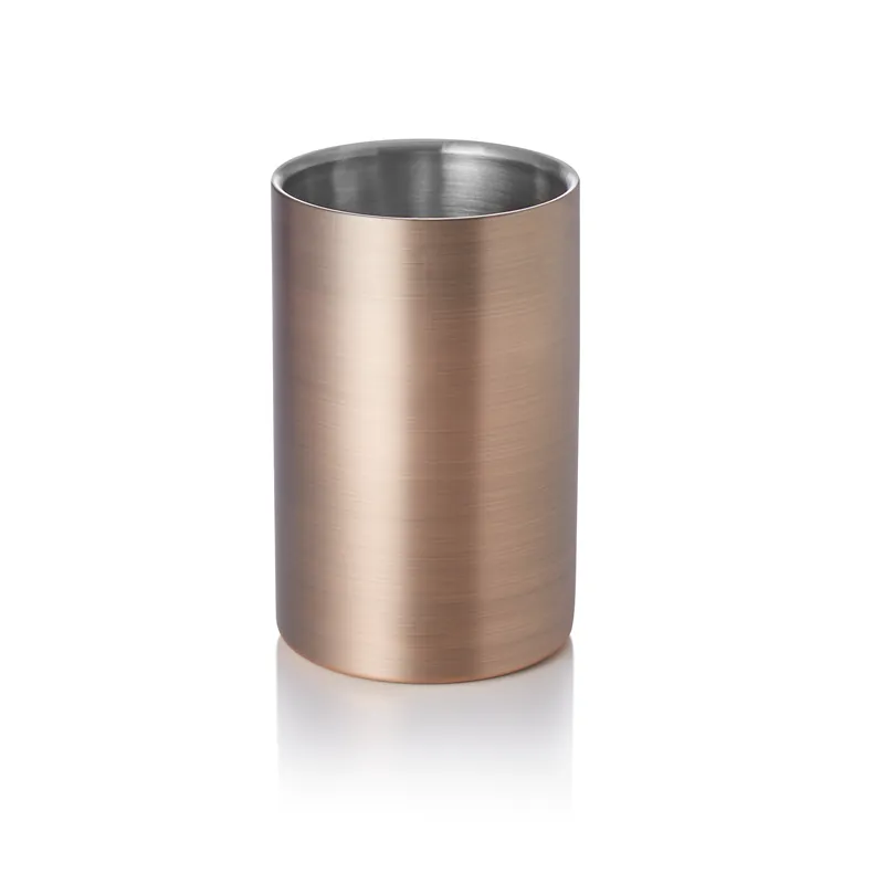 Fleskoeler, Ø 12 cm, Hoogte 19 cm, bronskleurig, dubbelwandig, chroom-nikkelstaal, PVD-coating Exclusieve Aanbieding