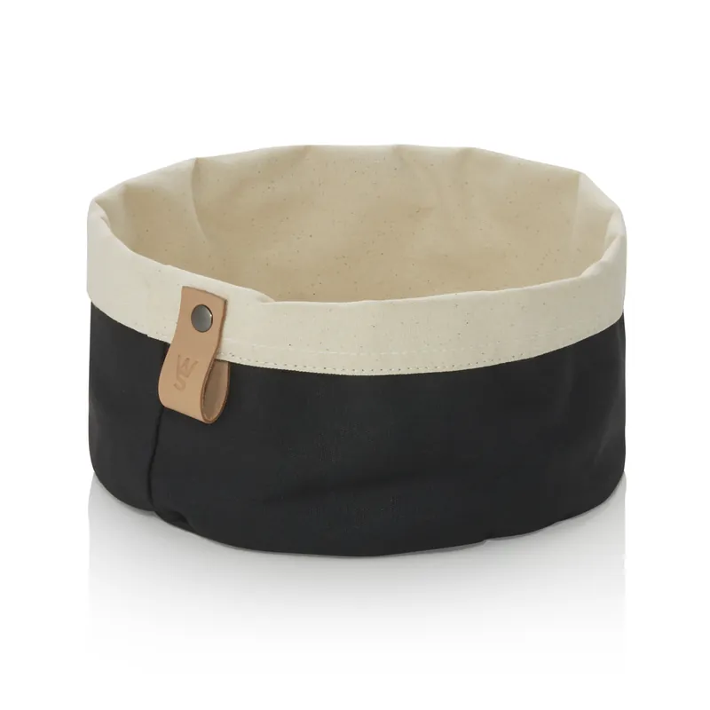 Beperkt Aanbod Broodzak FLIP COTTON, Ø 20 cm, hoogte 12 cm, zwart/crème, canvas
