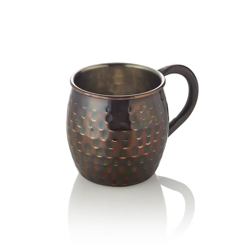 Moscow Mule-set, 0,45 l, Ø 8,5 cm, hoogte 10 cm, antiek, gehamerd, set van 2 stuks, chroom-nikkelstaal, PVD-beschichting Populair