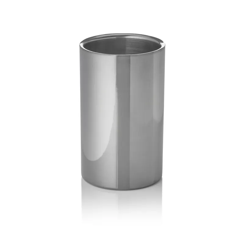 Betrouwbaar Fleskoeler, Ø 12 cm, Hoogte 19 cm, gun metal, dubbelwandig, chroom-nikkelstaal