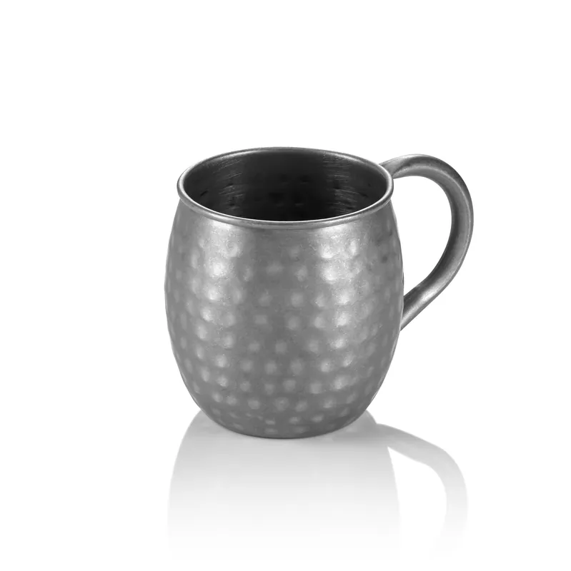 Laatste Kans Moscow Mule-set, 0,45 ltr., Ø 8,5 cm, hoogte 10 cm, vintage, gehammert, set van 2 stuks, chroom-nikkelstaal, PVD-beschichting