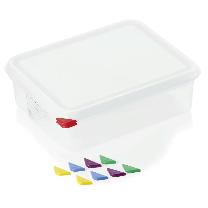 GN-containerset GN 86 1/2-100 mm, met deksel, met rode clip, set van 6 stuks, polypropyleen Snelle Levering