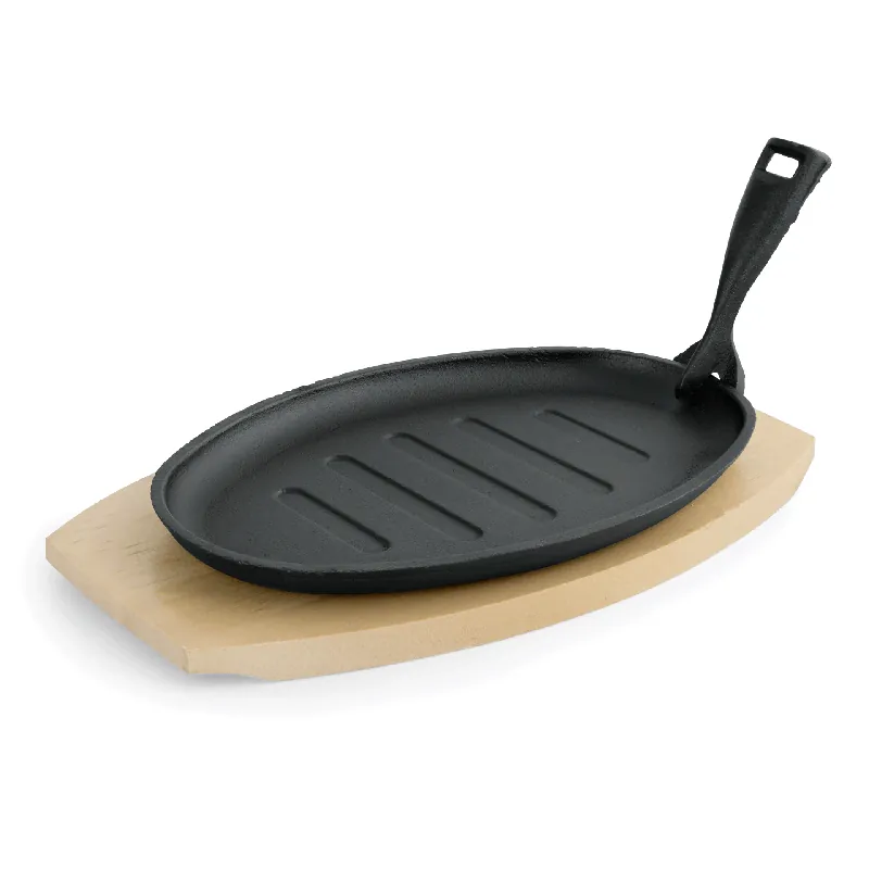 serveerpannetje IRON DINING, met houten onderzetter, 27 x 17,5 x 2 cm, gietijzer, hout Beperkt Aanbod