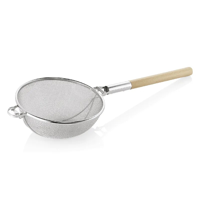 Nieuw Grote keukenzeef met ronde houten steel, Ø 35 cm, maaswijdte 1 mm, chroom-nikkelstaal