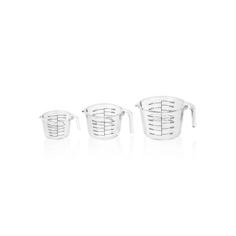 Maatbekerset, 3-delig, borosilicaatglas Actieprijs