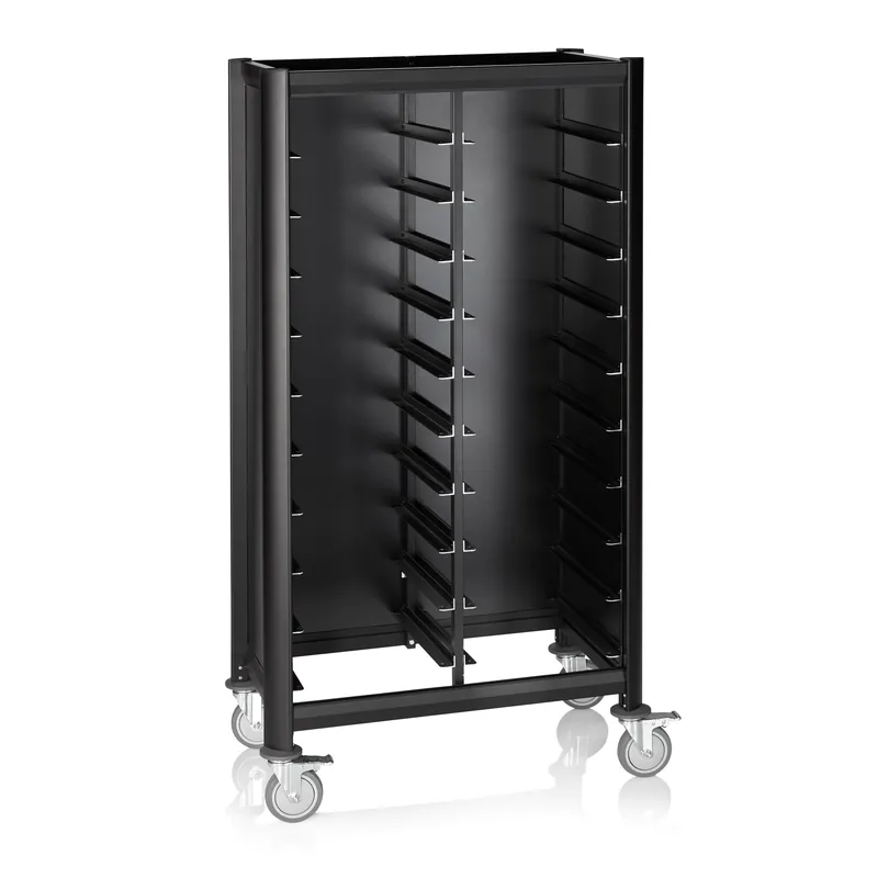 Dienbladwagen DOUBLE MENSA ZWART, voor 2 x 10 dienbladen, zwart, 51,5 x 86 x 165 cm, MDF/aluminium Beste Prijs