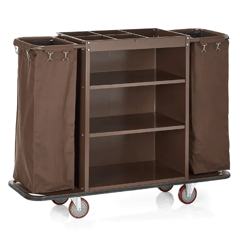 Koopje Roomservicewagen, 140 x 47 x 108 cm, bruin, staal, gepoedercoat, polyestervezelstof, hout