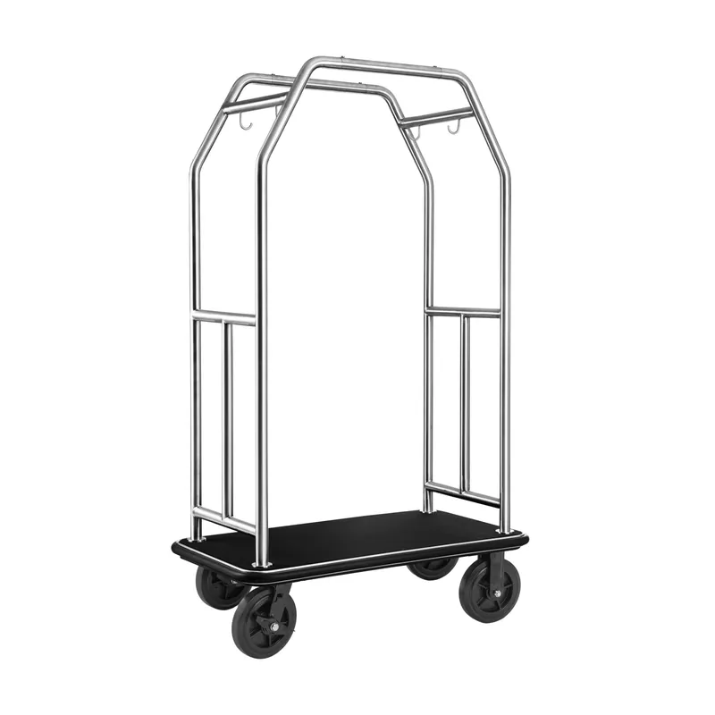 Nieuw Bagagewagen TRAVELLER, 112 x 60 x 185 cm, geborsteld, zwart tapijt, Chroom-nikkelstaal 18/8