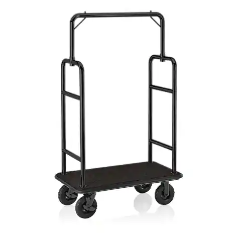 Bagagewagen TRANSIT, 112 x 60 x 185 cm, zwart, zwart tapijt, roestvrij staal Bestseller