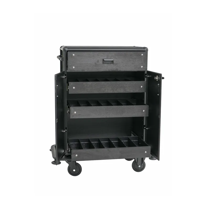 Populair Minibar servicetrolley, 87 x 48 x 130 cm, aluminium, HPL, ABS kunststof
