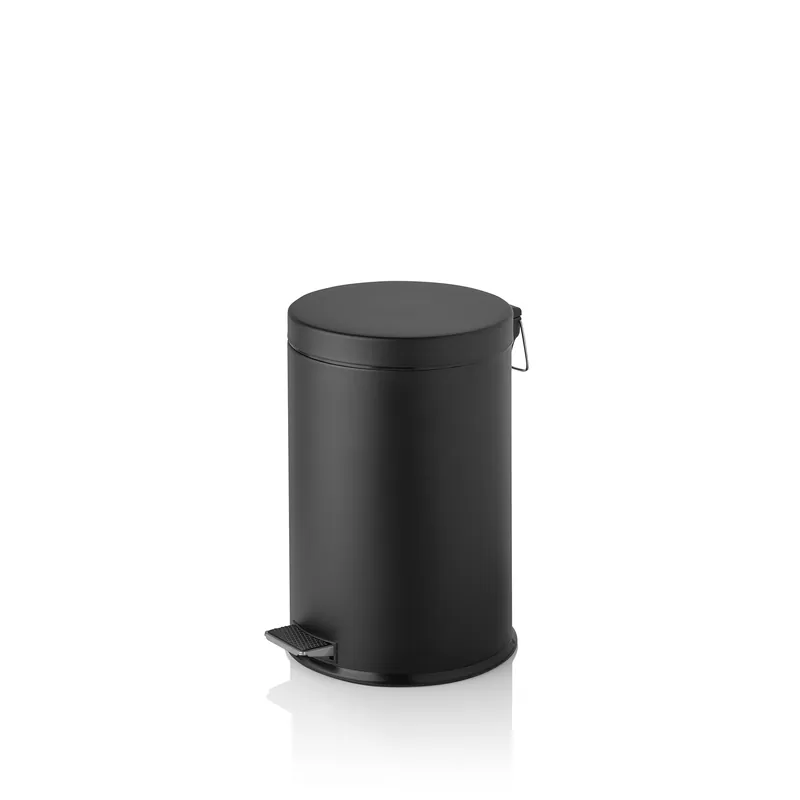 Pedaalemmer, 12 liter, met kunststof inzetstuk, zwart gepoedercoat, metaal Nu Kopen