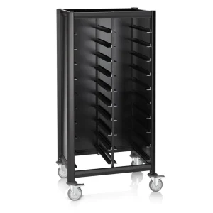 Serveerwagen DOUBLE GN 1/1 MENSA zwart, voor 2 × 10 trays, zwart, 60 × 80 × 165 cm, MDF/Aluminium Fabrieksprijs