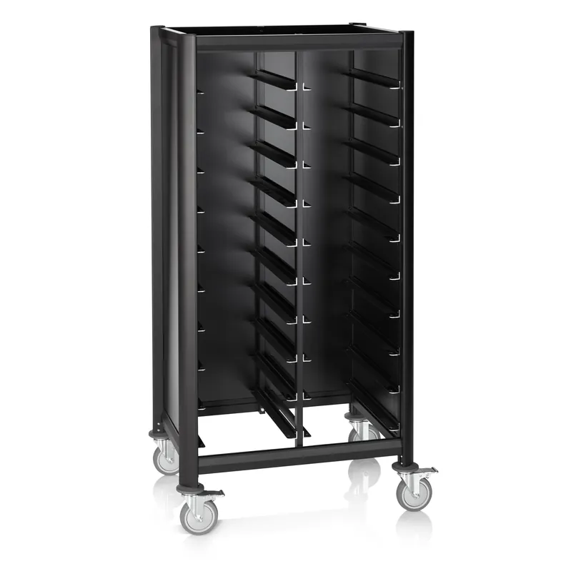 Serveerwagen DOUBLE GN 1/1 MENSA zwart, voor 2 × 10 trays, zwart, 60 × 80 × 165 cm, MDF/Aluminium Fabrieksprijs