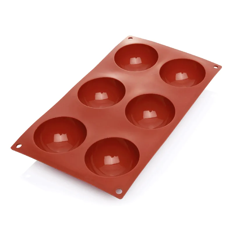 Halve bolvorm BAKEFLEX, 6 vormen, Ø 7 cm, rood, siliconen Actieprijs