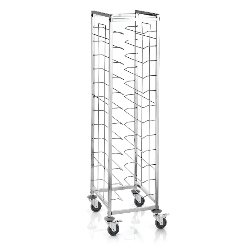 Laatste Versie Dienbladwagen voor 12 dienbladen 45,5 x 35,5 cm, 53 x 42 x 180 cm, chroom-nikkelstaal