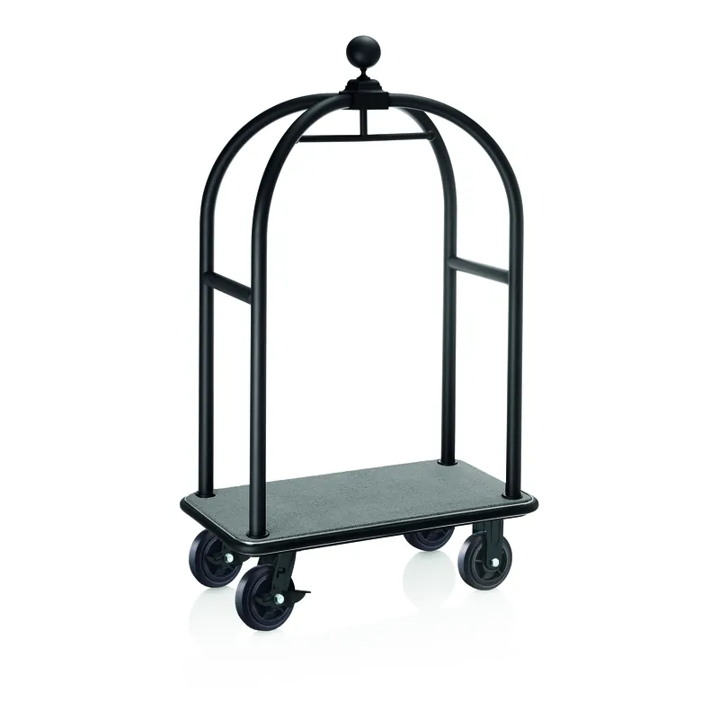 Flitsaanbieding Bagagewagen DRIFT, 112 x 60 x 190 cm, zwart, grijs tapijt, chroom-nikkelstaal 18/8