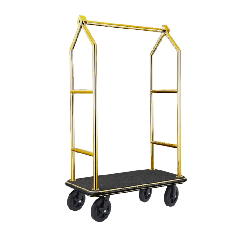 Shop Nu Bagagewagen VOYAGER, 112 x 65 x 190 cm, titaan goud, zwarte tapijt, chroom-nikkelstaal 18/8