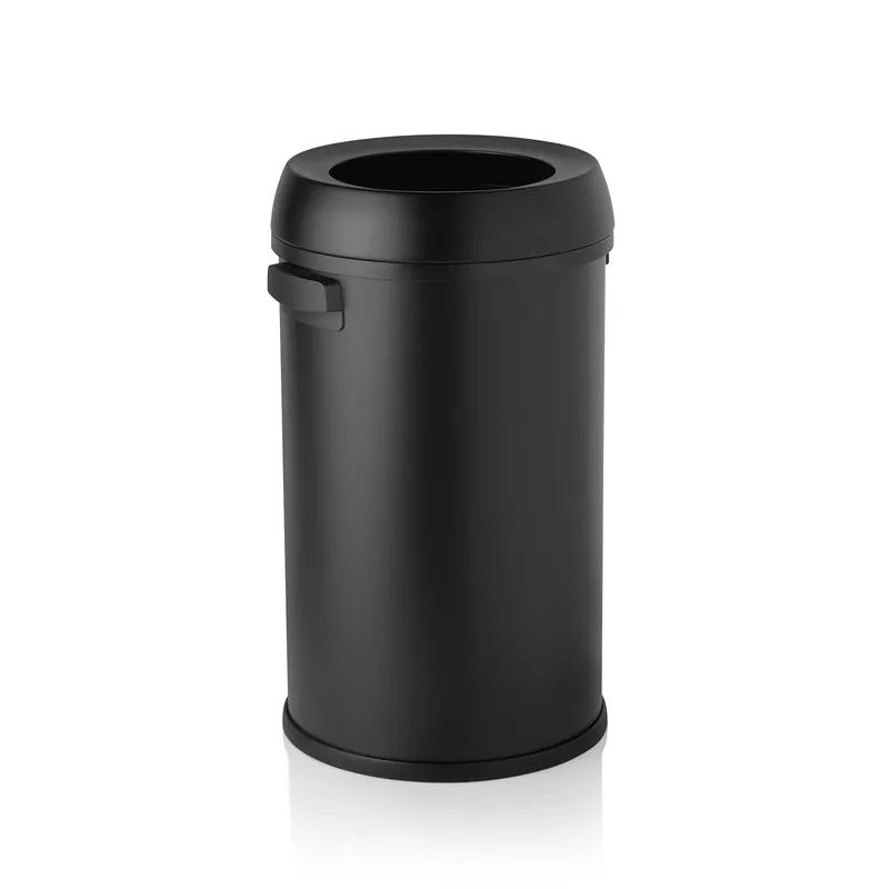 Vuilnisemmer, met 2 handgrepen, Ø 40 cm, 65 liter, zwart, roestvrij staal, polypropyleen Direct Beschikbaar
