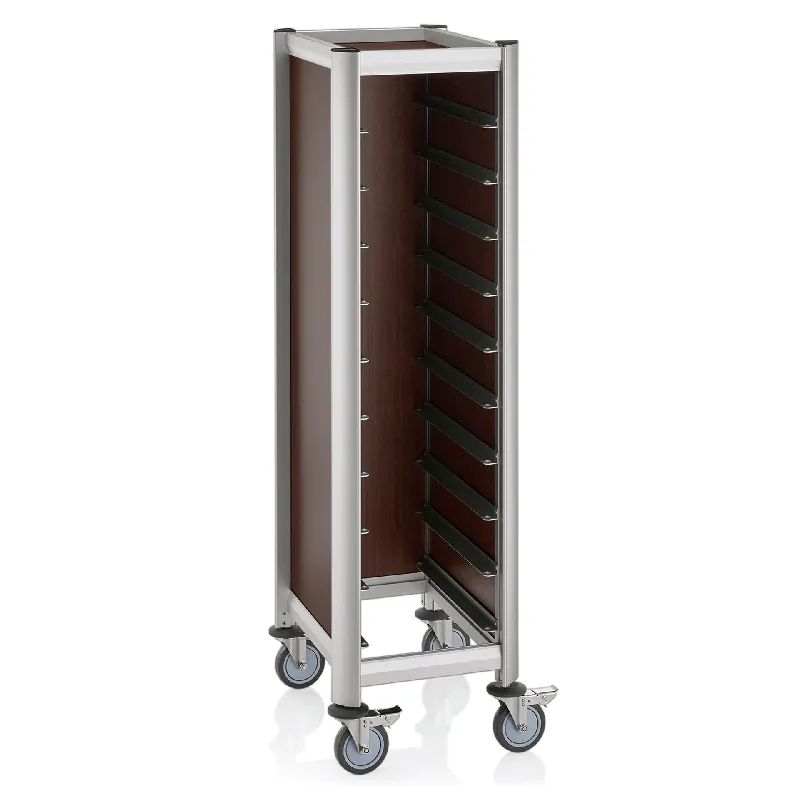 Nu Kopen Serveerwagen SINGLE GN 1/1 MENSA, voor 10 schotels, bruin, 60,5 x 44,5 x 165 cm, MDF/aluminium