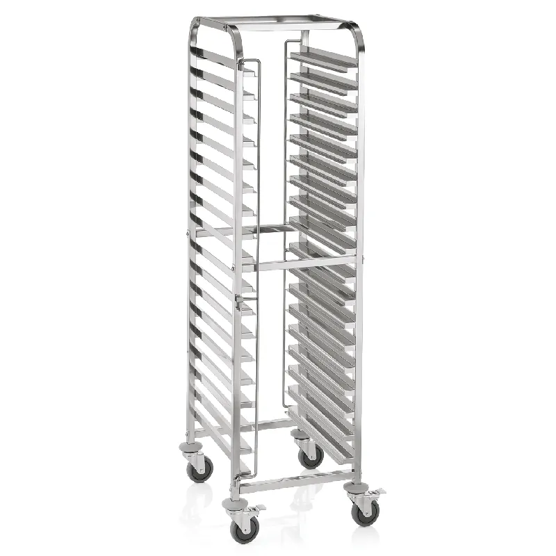 Uitverkoop Bakplaatwagen CANTINA voor 18 bakplaten 60 x 40 cm, 62 x 47 x 171 cm, roestvrij staal