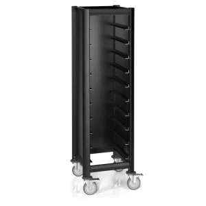 Speciale Aanbieding Dienbladwagen SINGLE MENSA BLACK, voor 10 dienbladen, zwart, 51,5 x 47,5 x 165 cm, MDF houtlook/aluminium
